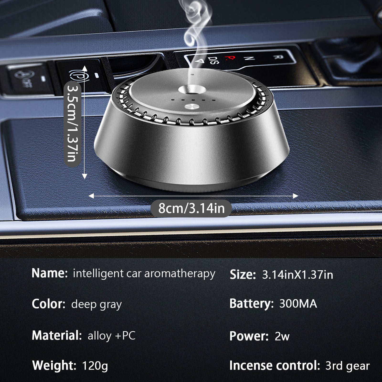 Alloy PC Three Speed Control Intelligent Car Mounted Aromatherapy Ultrasonic Atomization Chip  Nano Levelatomized Essential Oil   Wireless Car Humidifier