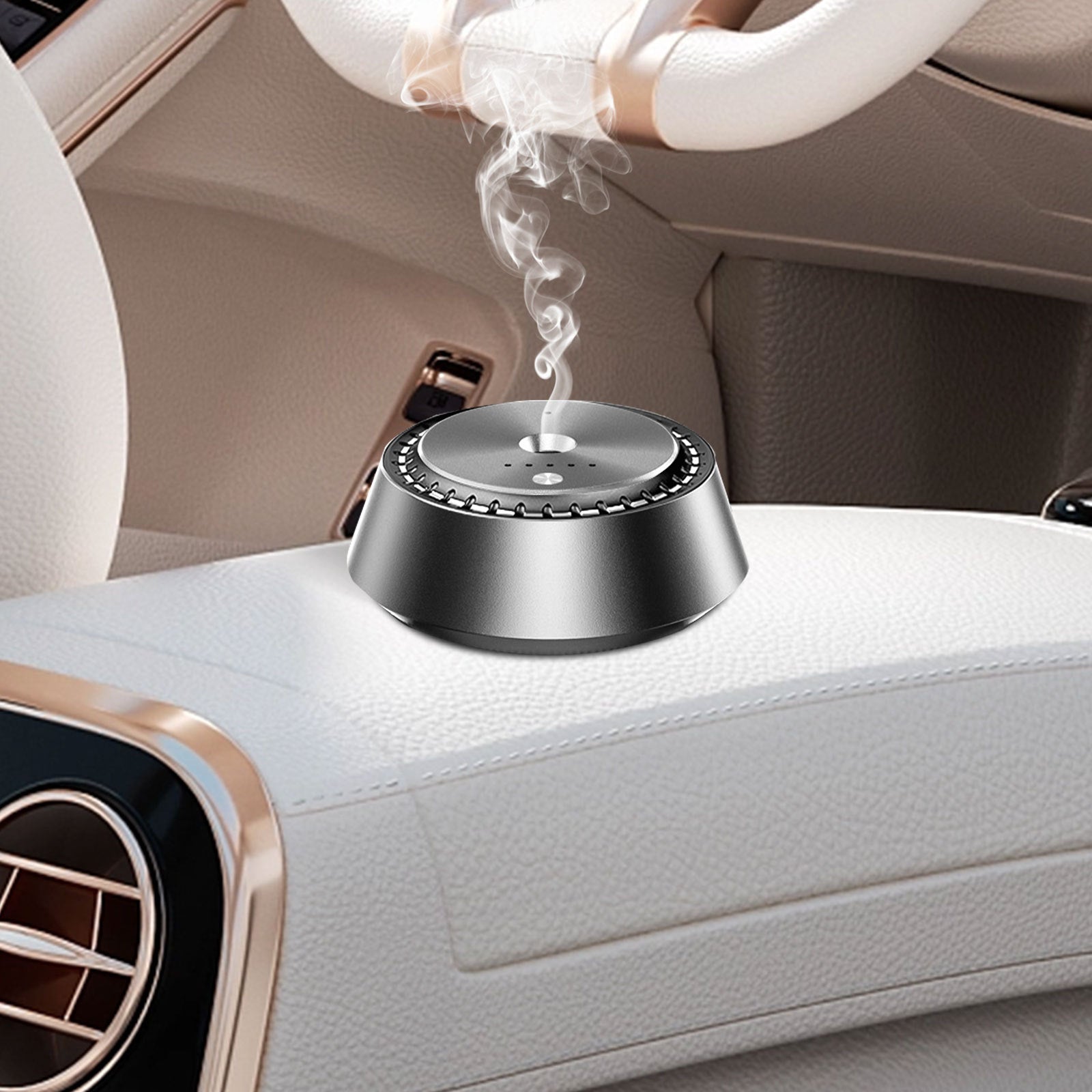 Alloy PC Three Speed Control Intelligent Car Mounted Aromatherapy Ultrasonic Atomization Chip  Nano Levelatomized Essential Oil   Wireless Car Humidifier