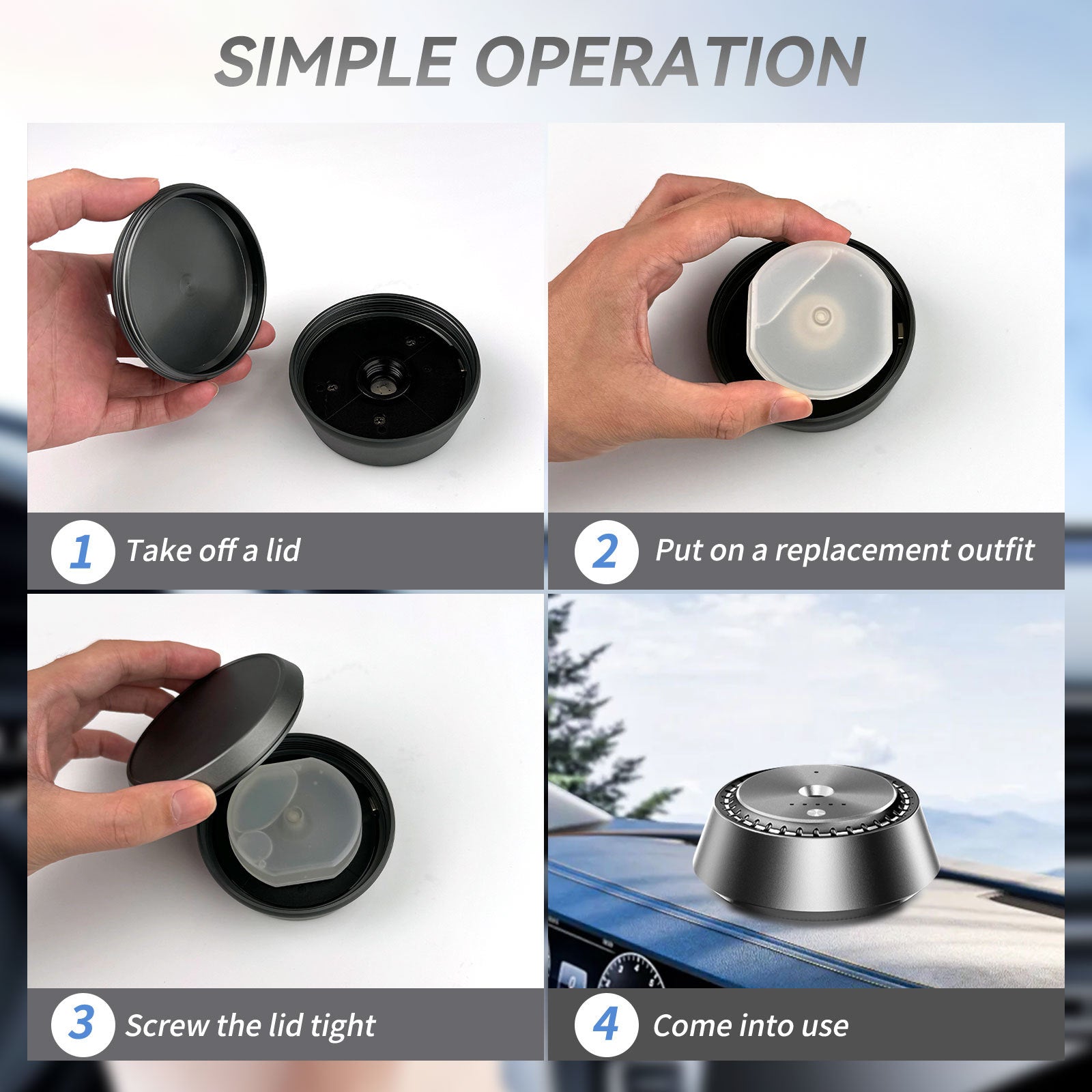 Alloy PC Three Speed Control Intelligent Car Mounted Aromatherapy Ultrasonic Atomization Chip  Nano Levelatomized Essential Oil   Wireless Car Humidifier